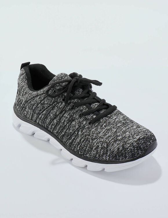 Baskets légères surpiquées à lacets (gris / noir) Baskets légères surpiquées à lacets (gris / noir)